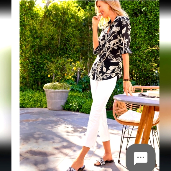 NEW Talbots Cotton Straight Leg Pants Classic Crop Split Hem Preppy Summer Chic - Picture 1 of 13